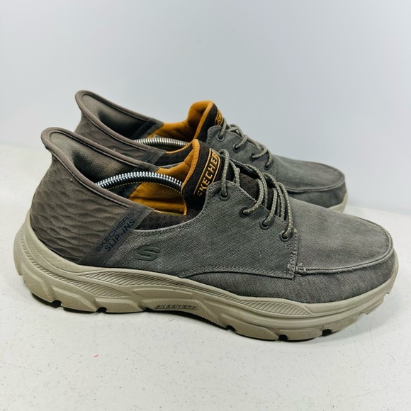 Skechers Men\'s Gray Canvas Sneakers Comfort Memory Foam Shoes size 11WW main image 7